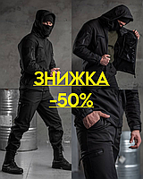 Поліцейська тактична чорна форма soft shell на флісі, Армійський водовідштовхувальний костюм зсу демісезонний