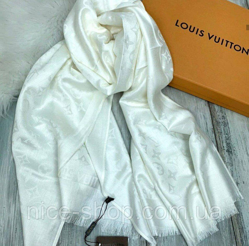 Палантин Louis Vuitton білий, фото 1