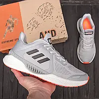 Мужские кроссовки Adidas (Адидас) летние кроссы серые, текстильные р.46