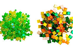 Набір шматочків мозаїки скло зірочка мікс Зелений,жовтий 200 гр 150-180 штук товщина 4 мм