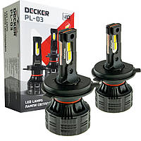 Лампа светодиодная для фар DECKER LED PL-03 H4 5000K 12000LM 2 шт комплект