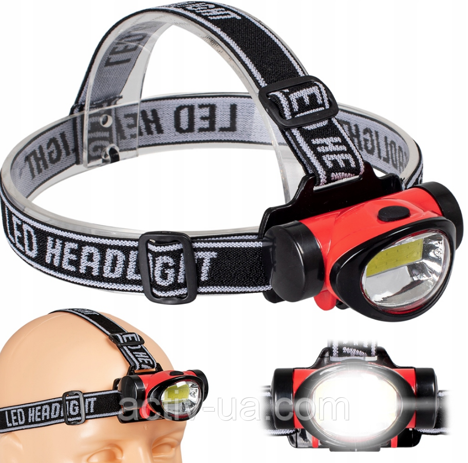 Ліхтарик налобний Libox LB0111 на батарейках, COB світлодіод, 300lm, три режими