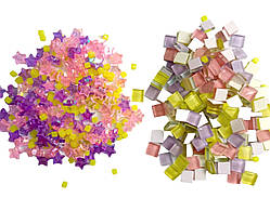 Набір шматочків мозаїки скло зірочка мікс Фіолетовий, рожевий, жовтий 200 гр 150-180 штук товщина 4 мм