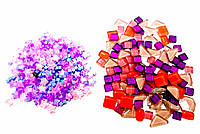 Набор кусочков мозаики стекло звездочка микс Фиолетовый, розовый,красный 200 гр 150-180 штук толщина 4 мм