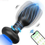 Анальна пробочка з LED підсвічуванням, обертанням, вібрацією та керуванням від смартфона, фото 6