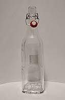 Пляшка скляна 1 л Homemade з червоним бугельним замком для зберігання і подачі напоїв Everglass