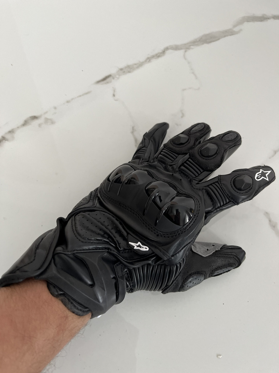 Мото перчатки шкіряні Alpinestars S-1 чорні