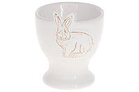 Подставка под яйцо керамическая с рисунком Bunny 6.5см, цвет белый с золотом 795-213.
