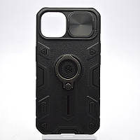 Чехол противоударный с кольцом Nillkin Armor Case CamShield для iPhone 13 Черный