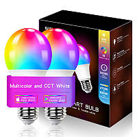 Светодиодная RGB лампочка Smart bulb light 2pcs with Bluetooth E27 with app White