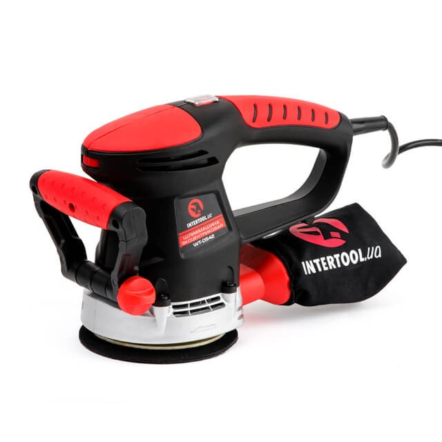 Шліфмашина INTERTOOL WT-0542 эксцентрикова, електрична 480 Вт, 4000-14000 об/хв, 125 мм, хід ексцентрика 2.3 мм
