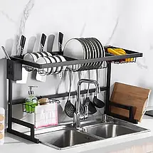 Органайзер для миття посуду Kitchen Rack 65 см, Кухонна сушарка для посуду, металева сушарка для кухні, фото 4