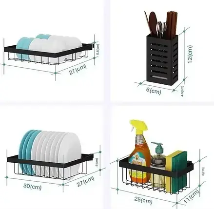 Органайзер для миття посуду Kitchen Rack 65 см, Кухонна сушарка для посуду, металева сушарка для кухні, фото 3