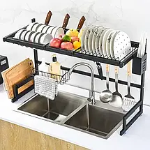 Органайзер для миття посуду Kitchen Rack 65 см, Кухонна сушарка для посуду, металева сушарка для кухні, фото 5