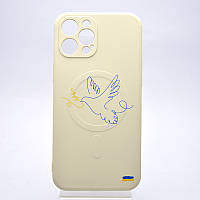 Чехол с патриотическим рисунком Silicone Case Wave Print с MagSafe для iPhone 12 Pro Max Dove of peace Белый