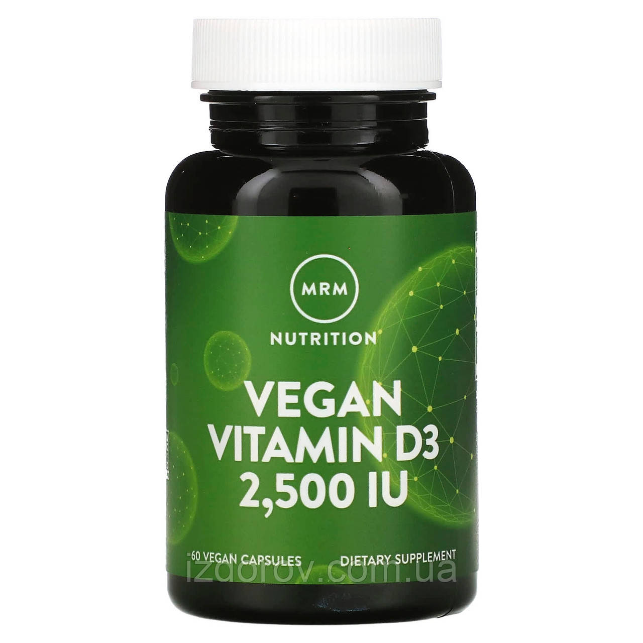 Веганський вітамін Д3 2500 МО MRM Nutrition Vegan Vitamin D3 холекальциферол для засвоєння кальцію 60 капсул