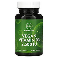 Веганский Витамин Д3 2500 МЕ MRM Nutrition Vegan Vitamin D3 холекальциферол для усвоения кальция 60 капсул