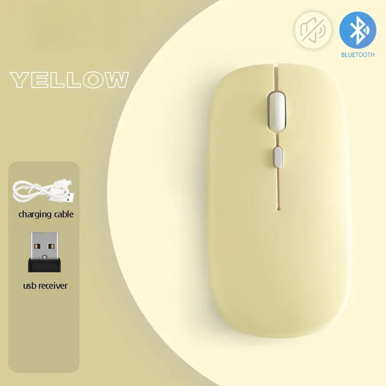 Бездротова миша з акумулятором, Bluetooth + 2.4 ГГц, безшумна, тиха, перезаряджається