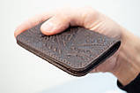 Обкладинка для ID паспорта чоловіча шкіряна темно-коричнева з тисненням Карпати | Обкладинка на права 4 відділа, фото 4