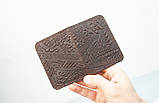 Обкладинка для ID паспорта чоловіча шкіряна темно-коричнева з тисненням Карпати | Обкладинка на права 4 відділа, фото 5