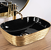 Умивальник (раковина) REA BELINDA BRUSHED GOLD BLACK накладний, фото 5