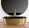 Умивальник (раковина) REA BELINDA BRUSHED GOLD BLACK накладний, фото 6