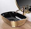 Умивальник (раковина) REA BELINDA BRUSHED GOLD BLACK накладний, фото 7