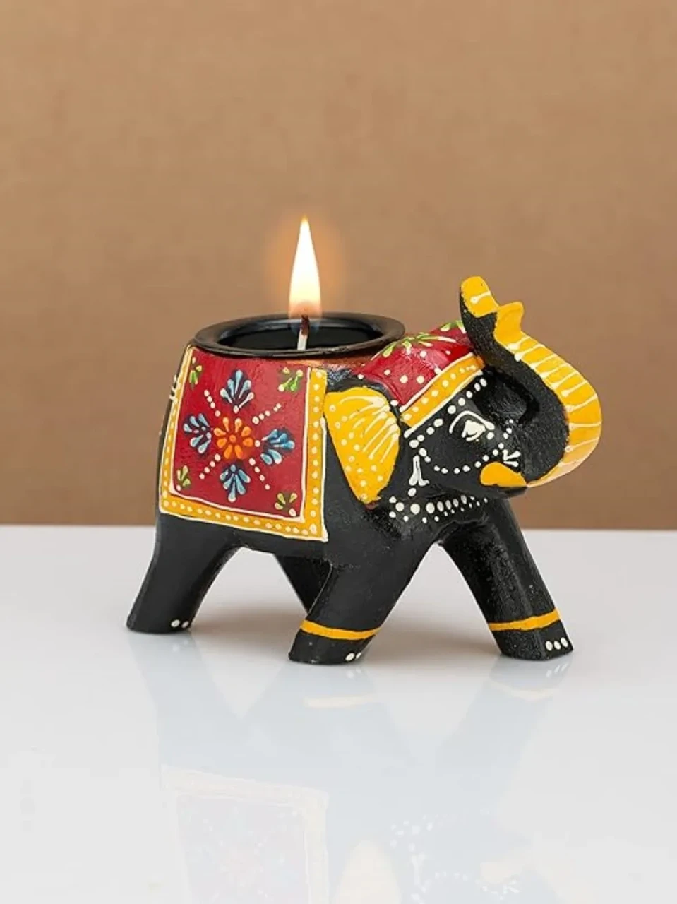 Индийский деревянный слоник-подсвечник ручной работы в индийских традициях символ стабильности и процветания - фото 5 - id-p2085293408