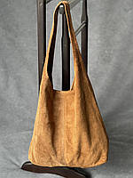 Замшевая светло-коричневая сумка-шоппер Monica, Италия, цвета в ассортименте