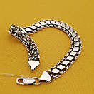 Чоловічий браслет срібло подвійний з накладками. Довжина 32,5 см, ширина 9 мм, фото 6