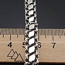 Двосторонній чоловічий срібний браслет з накладками (ширина 9 мм). Довжина 23,5 см, фото 5