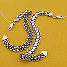 Чоловічий браслет срібло подвійний з накладками. Довжина 32,5 см, ширина 9 мм, фото 8