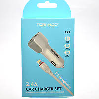 АЗУ Tornado L22 with Lightning cable 2USB 2.4A White