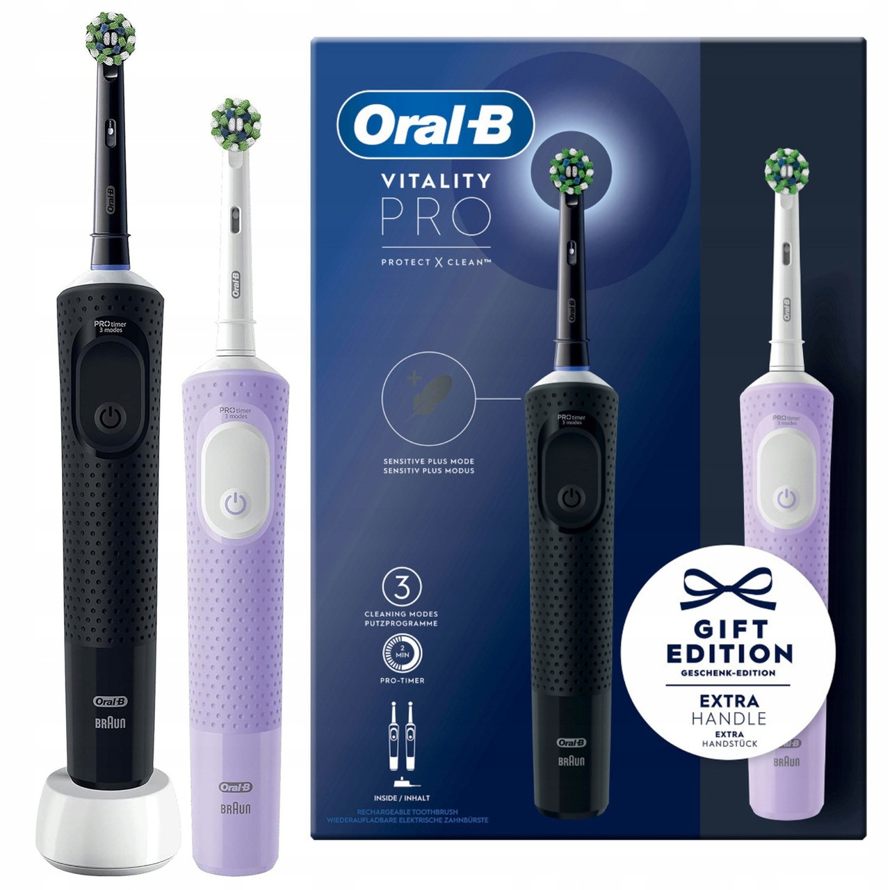 Набір електричних зубних щіток Braun Oral-B Vitality D103 Pro Family Pack Lavender + Black