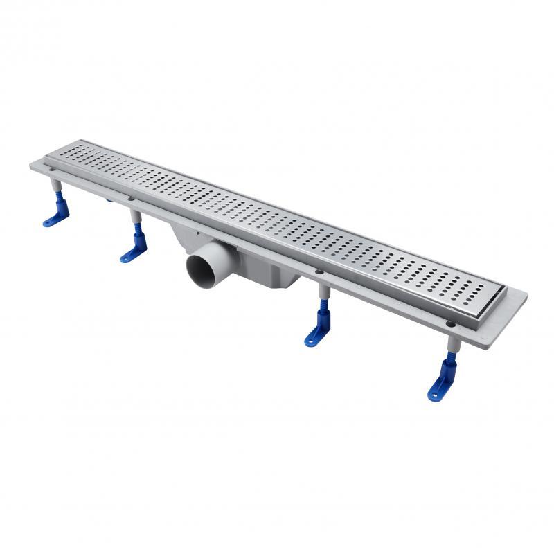 Трап Qtap Dry FB304-700 лінійний з сухим закривом та нержавіючою решіткою 700х73, фото 1