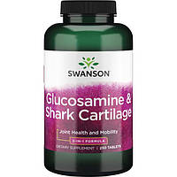 Глюкозамін та Акулячий хрящ, Glucosamine & Shark Cartilage, Swanson, 250 таблеток, знижка