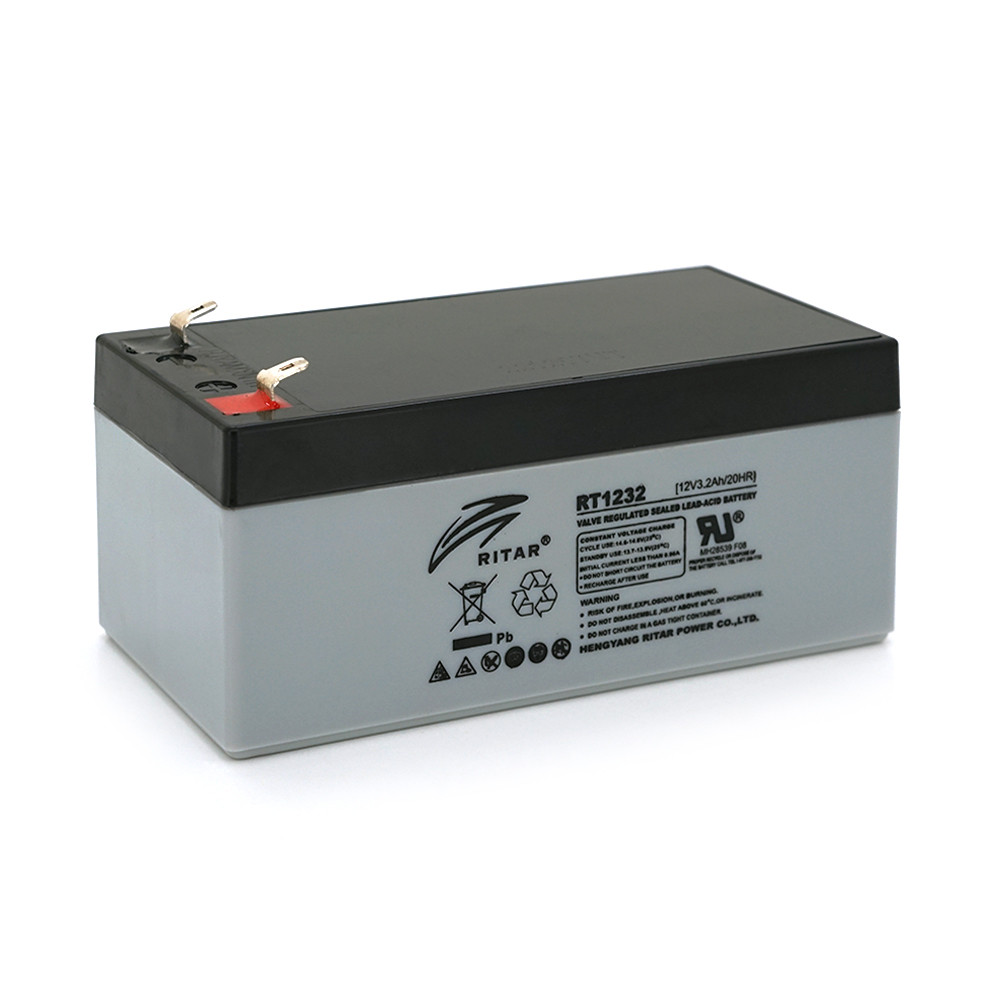 Акумуляторна батарея AGM RITAR RT1232, Gray/Black Case, 12V 3.2Ah (133 х 67х 59 (63) мм) Q10
