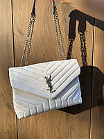 Женская сумка из эко-кожи Yves Saint Laurent 30 silver Ив Сен Лоран белого цвета молодежная, брендовая