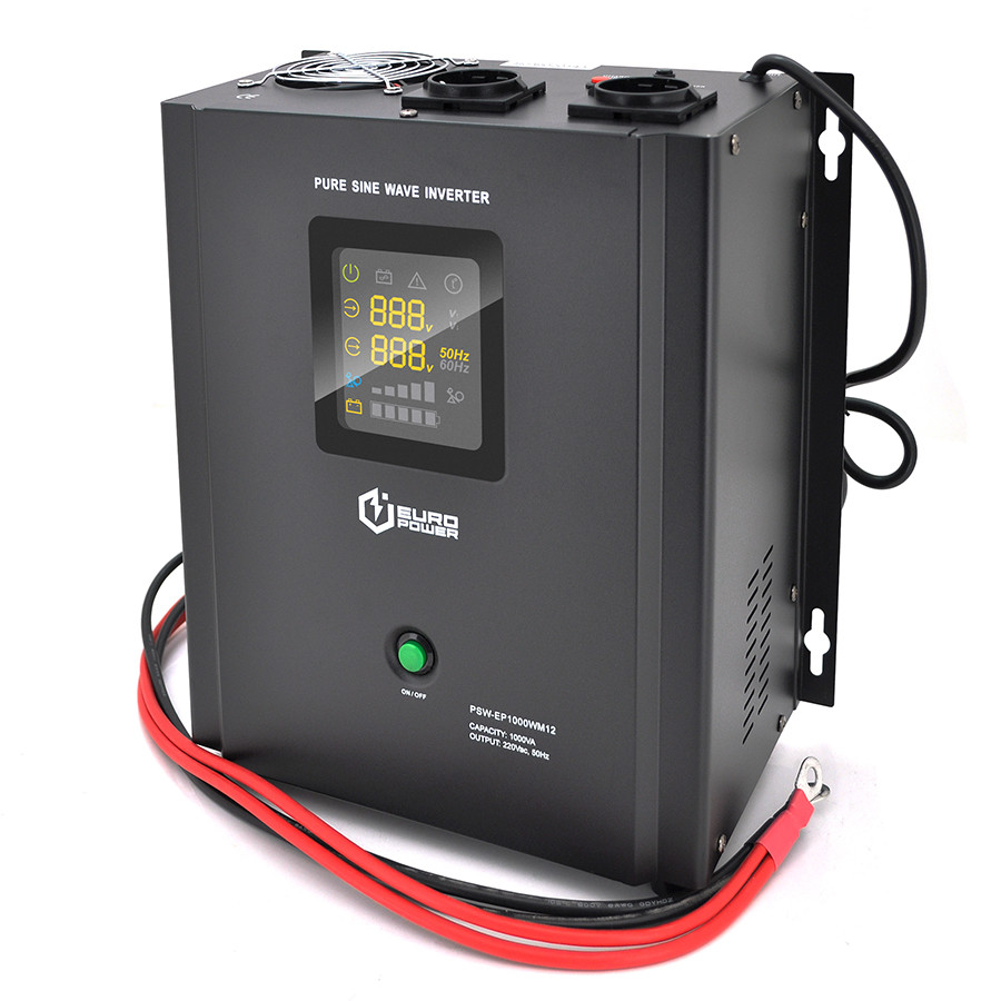 ДБЖ з правильною синусоїдою Europower PSW-EP1000WM12 (1000 Вт) 10/20А, настінний, під зовнішню АКБ 12В , Q1