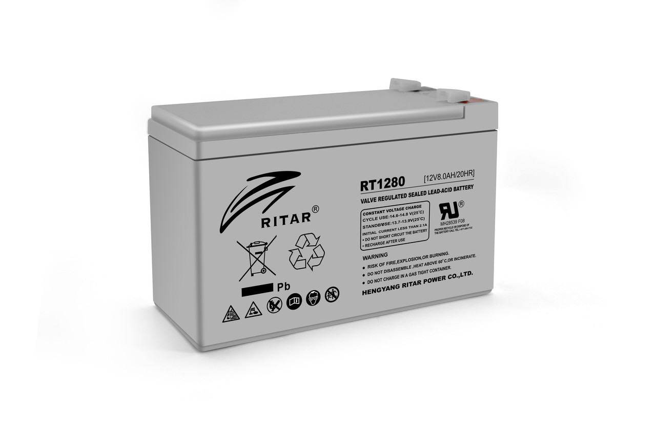 Акумуляторна батарея AGM RITAR RT1280, Gray Case, 12V 8.0Ah ( 151 х 65 х 94 (100) ) Q10