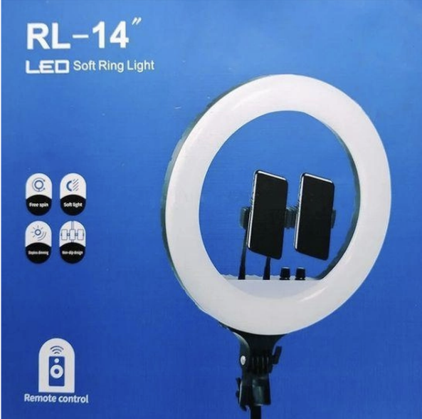 Кільцева LED-лампа 36 см RL-14 з 2 кріпленнями для телефона БЕЗ ШТАТІВА