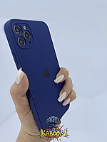 Чехол с квадратными бортами на Айфон 11 Про Макс Темно-Синий / Silicone Case для iPhone 11 Pro Max Dark Blue