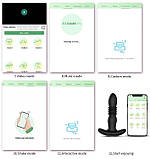 Телескопічна анальна пробка якір 10 режимів вібрації з керуванням від смартфона, фото 8