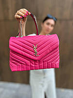 Женская сумка из эко-кожи Yves Saint Laurent 30 silver Ив Сен Лоран розового цвета молодежная, брендовая