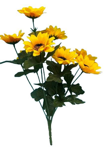 Штучні квіти Гербери (Соняшник) 9 голів , жовтий , 400мм