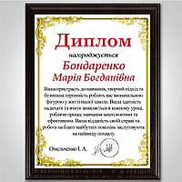 Гарний диплом із металу в подарунок для викладачів, колеги, вчителя на будь-яке свято