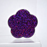 Универсальный держатель для телефона PopSocket (попсокет) Glitter Flowers Фиолетовый