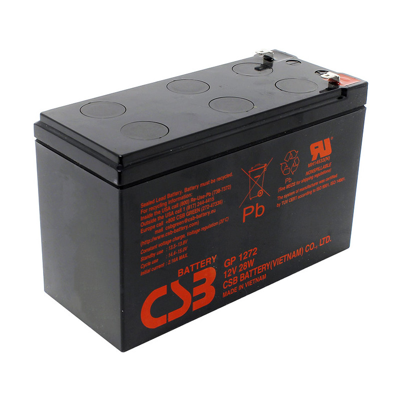 Акумуляторна батарея CSB GPL1272F2, 12V 7,2Ah (151х65х100мм) 2,63кг Q10