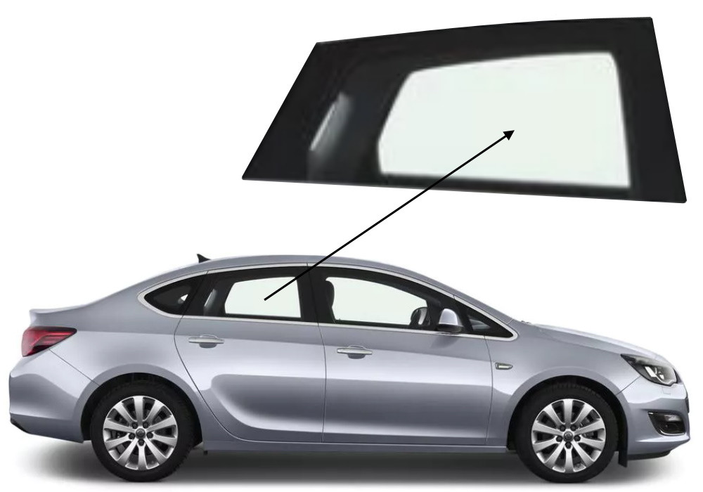 Бічне скло Opel Astra 2009-2015 J задніх дверей праве, фото 1