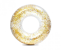 Надувной круг для купания INTEX 56274 NP прозрачный с золотыми блестками, диаметр 119см, от 14-ти лет